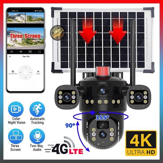 Caméra surveillance triple objectif 15MP 4G 5G