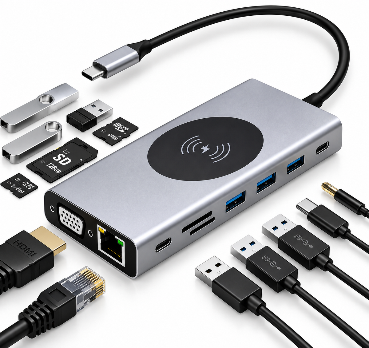 Adaptateur USB-C 13 en 1 - vue haute résolution