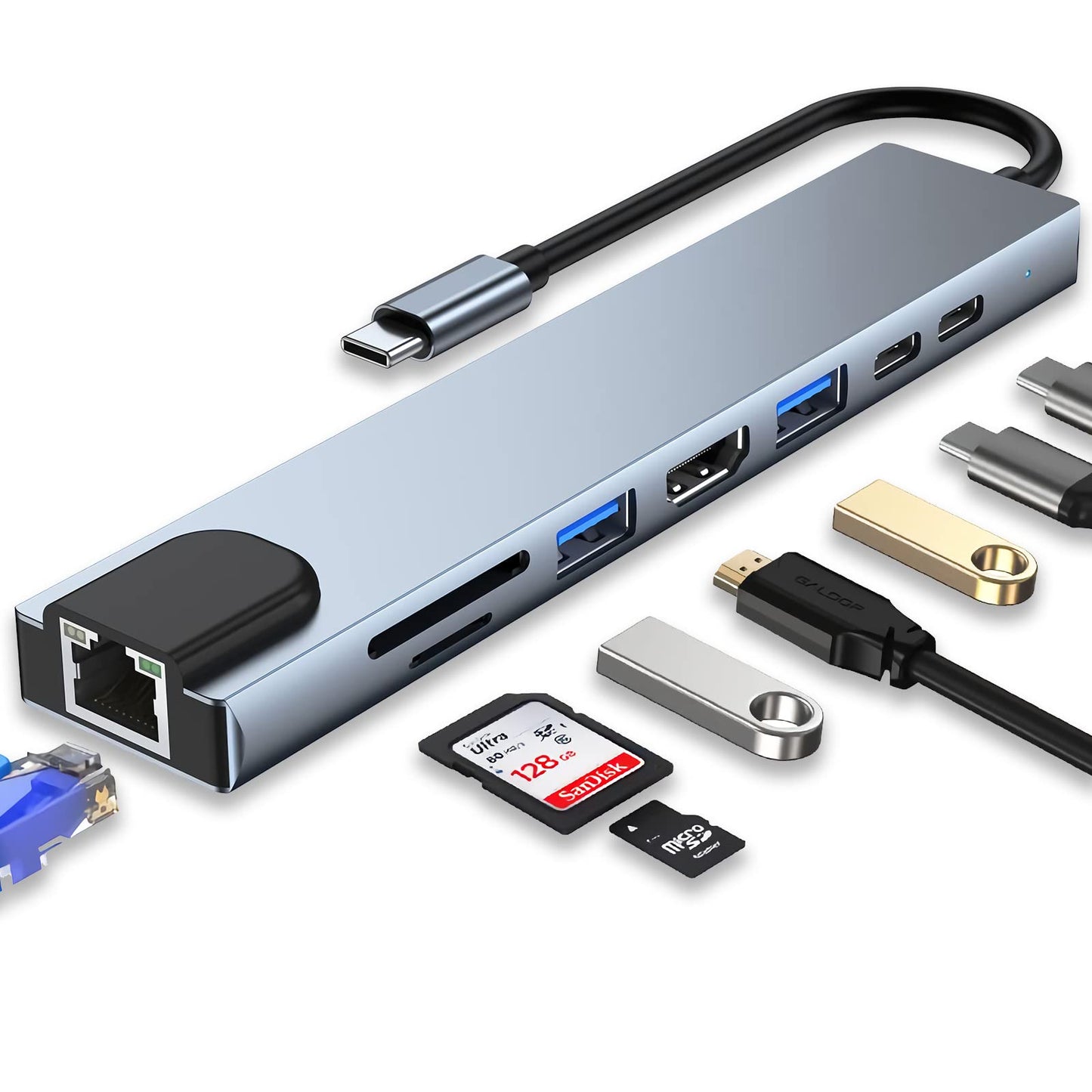 Adaptateur USB-C vers HDMI 8 en 1 – Hub Multiport Pro