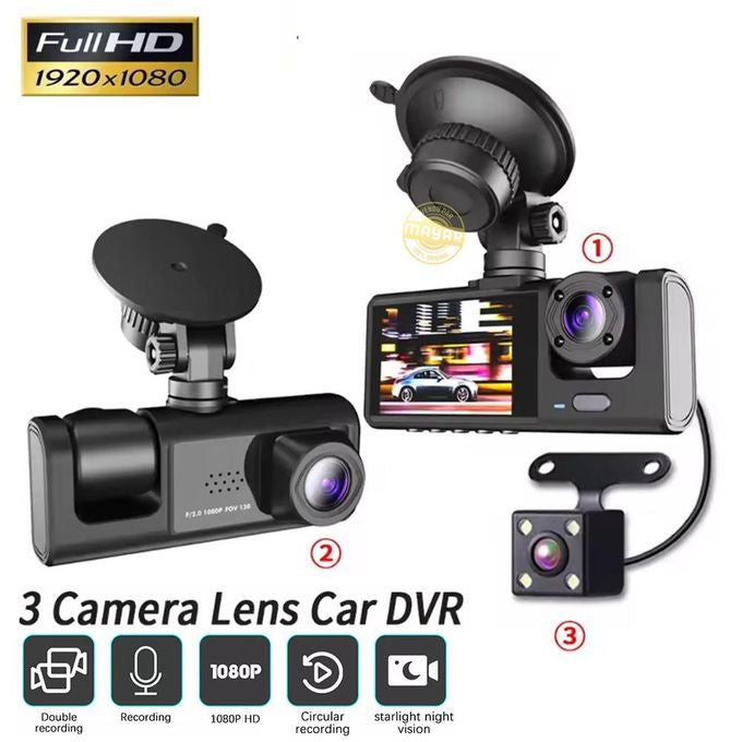 Triple objectifs Full HD 1080P Pour Voiture