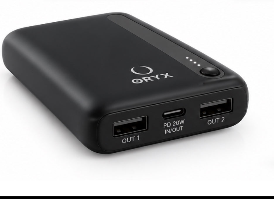 ORYX NP-11N 10000mAh – noir vue des ports