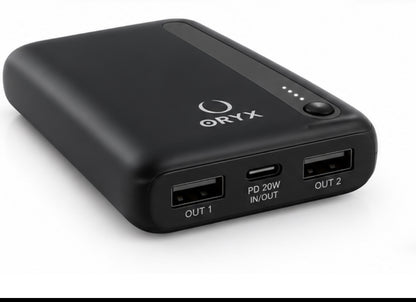 ORYX NP-11N 10000mAh – noir vue des ports