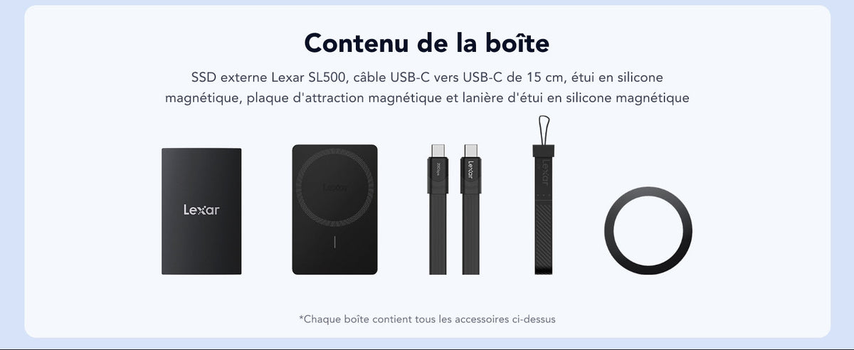 Lexar SL500 1TB - contenu de la boîte