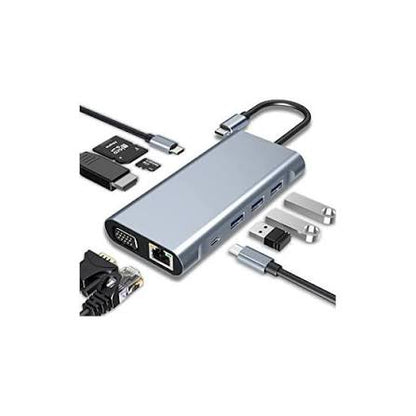 Adaptateur USB-C 10 en 1 - vue sur fond blanc