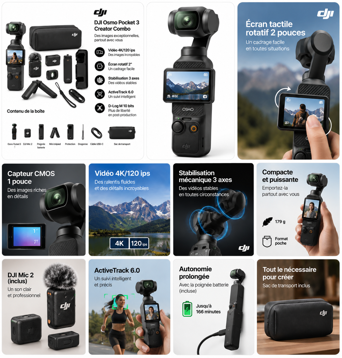 DJI Osmo Pocket 3 Creator Combo caractéristiques au Maroc