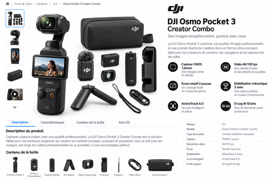 DJI Osmo Pocket 3 Creator Combo au Maroc