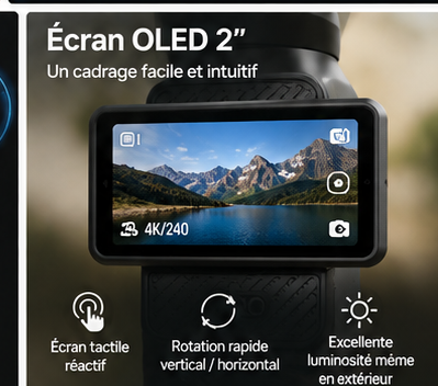 DJI Osmo Pocket 4 Creator Combo écran OLED 2 pouces au Maroc