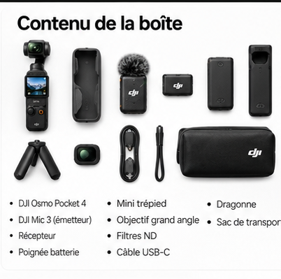 DJI Osmo Pocket 4 Creator Combo accessoires au Maroc