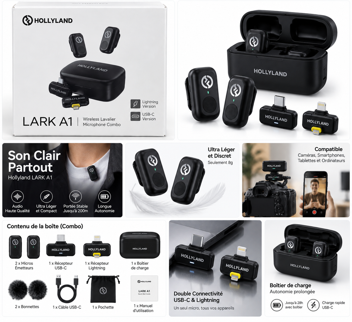 Hollyland LARK A1 Combo USB-C et Lightning