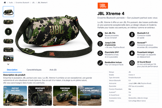 JBL Xtreme 4 Black Camo au Maroc