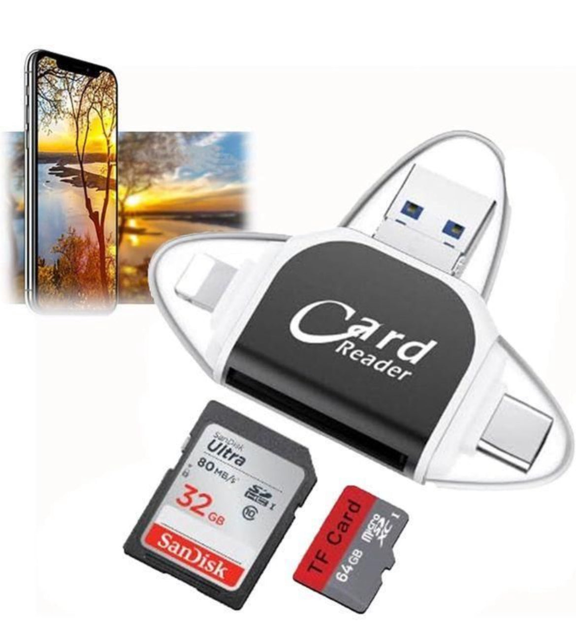 Lecteur de carte SD 4 en 1 – Utilisation avec smartphone