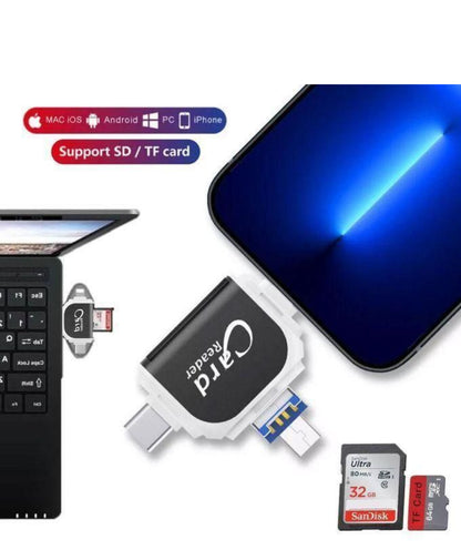 Lecteur de carte SD 4 en 1 – Mac, Android, PC et iPhone