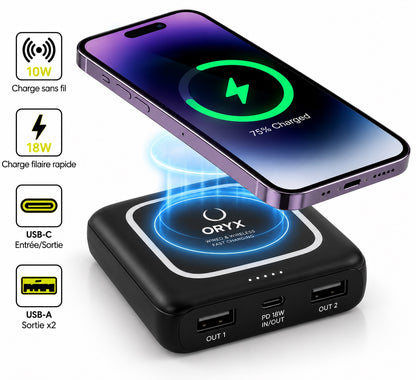 ORYX CUBE-10 10000mAh – noir avec câble