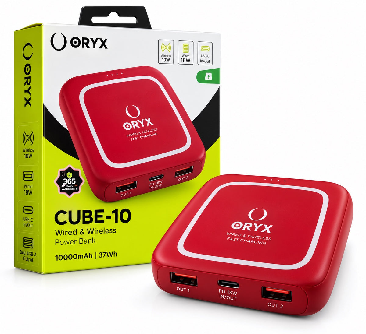 ORYX CUBE-10 10000mAh – rouge avec emballage