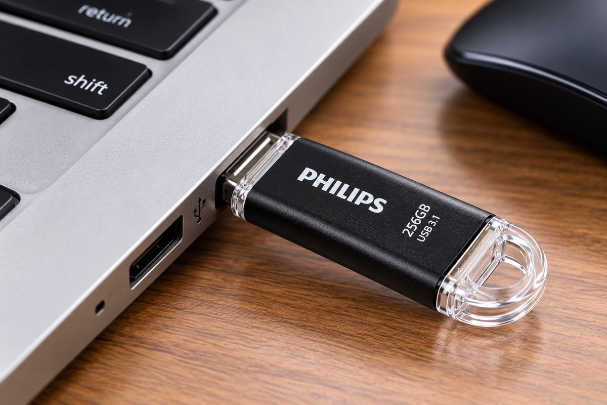 Philips 256GB USB 3.1 connecté à un ordinateur portable