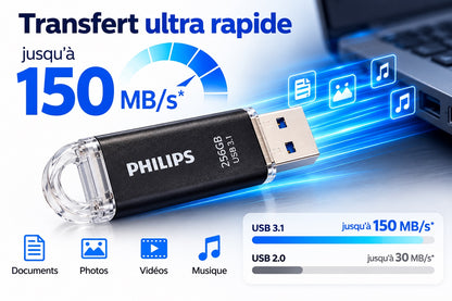 Philips 256GB USB 3.1 jusqu'à 150 MB/s