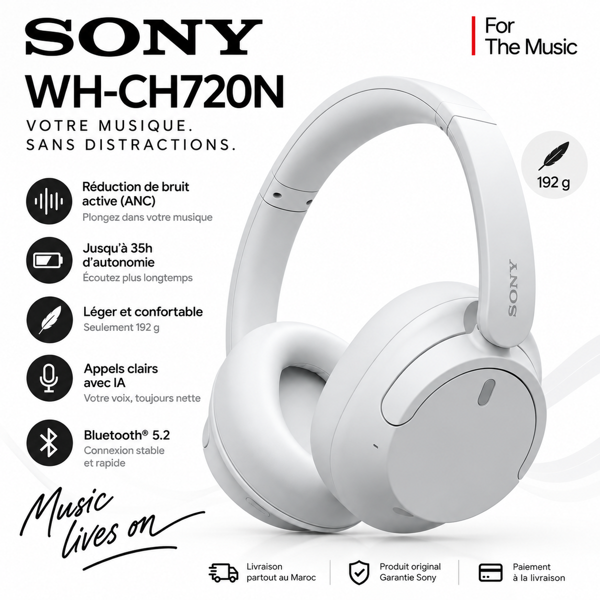 Sony WH-CH720N Blanc - présentation