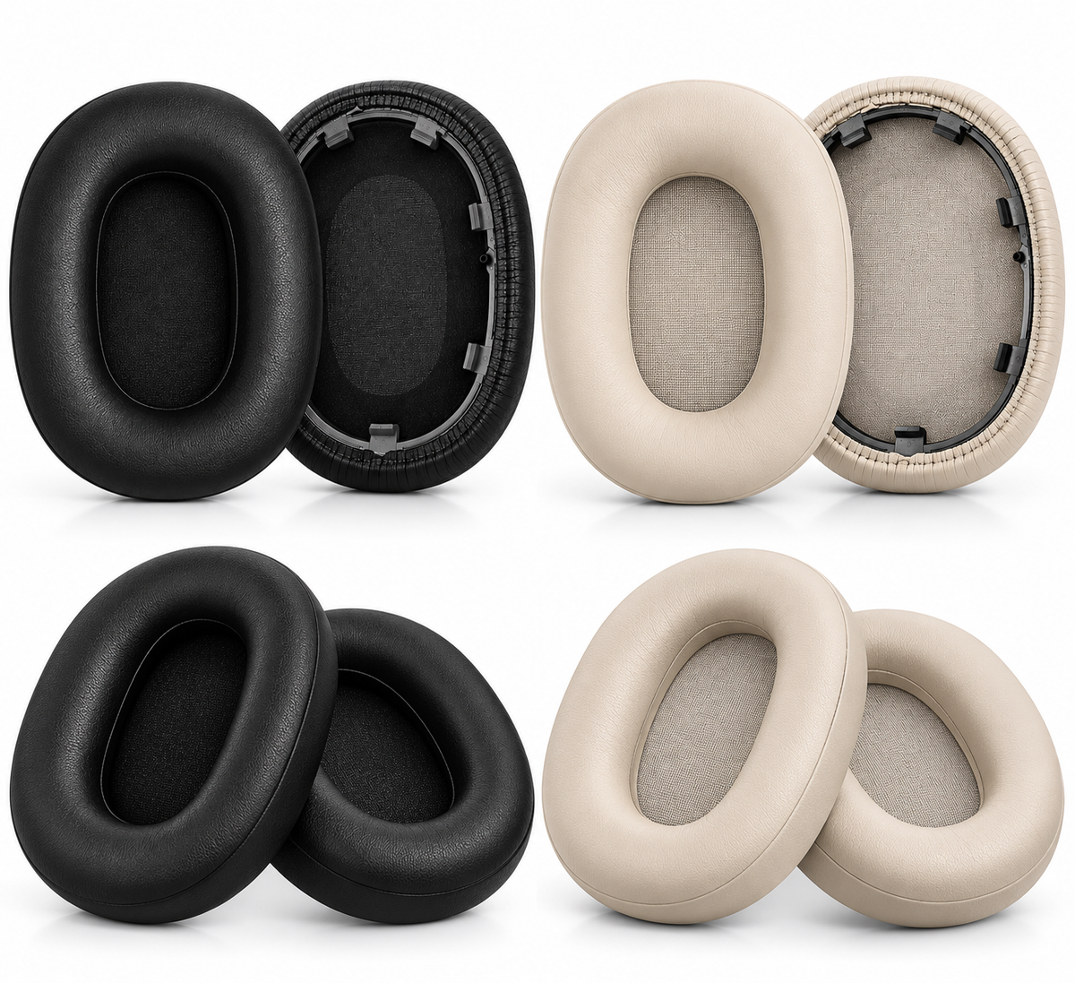 Coussins Sony WH-1000XM5 noir et beige