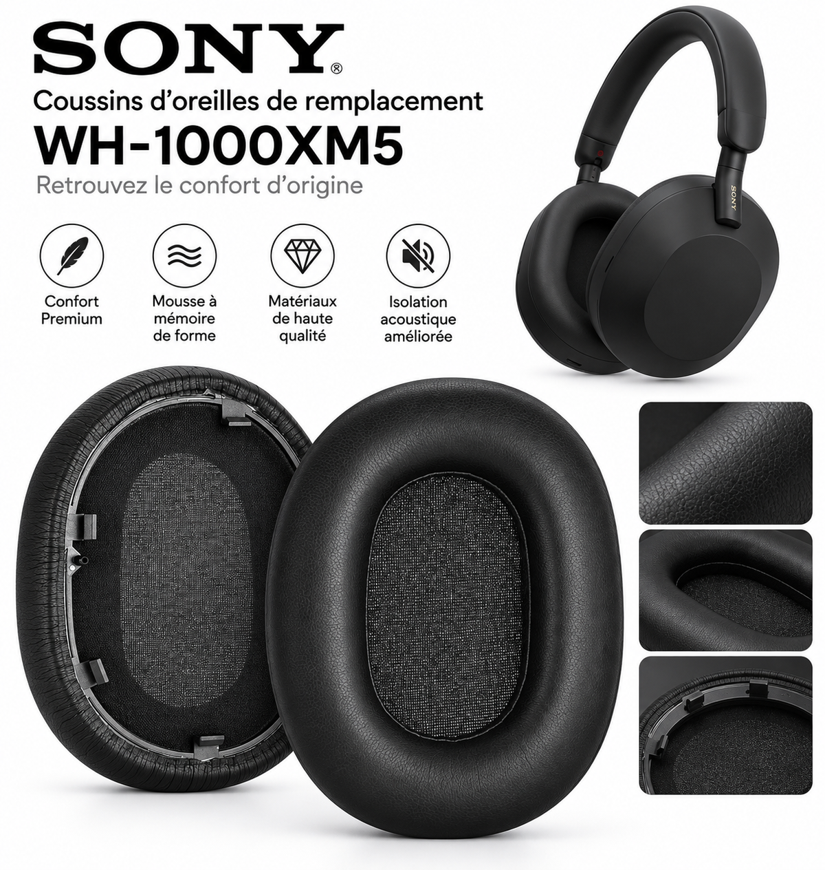 Coussins de remplacement Sony WH-1000XM5