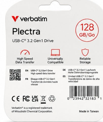Verbatim Plectra 128GB - dos de l'emballage et caractéristiques